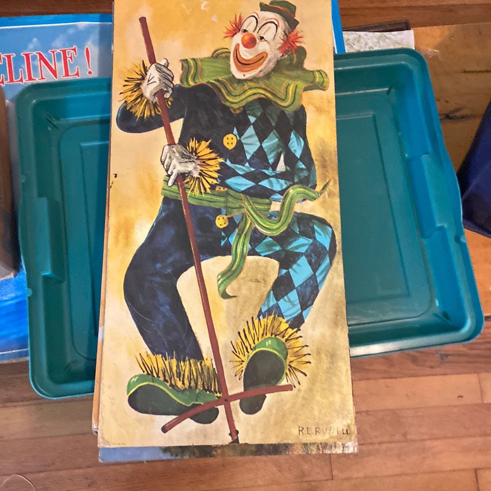 R E Ruzzell clown print